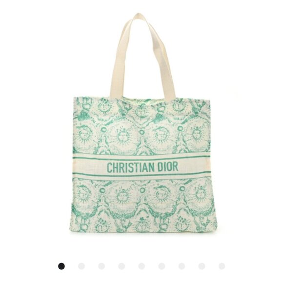 SOLD!Canvas Dioriviera Toile de Jouy Soleil Tote Aquamarina - Picture 3 of 7